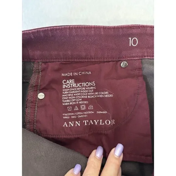 Ann Taylor Modern Fit Jeans Size 10 Purple & Black Straight Stretch Denim (b1) - Picture 6 of 7